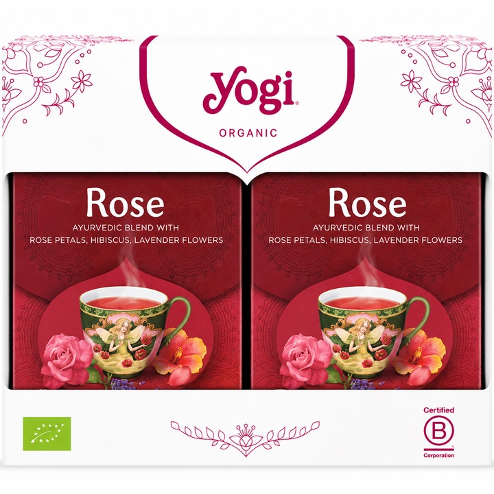 Set 2 x Ceai bio de Trandafiri, Yogi Tea, 17 plicuri, 34 g