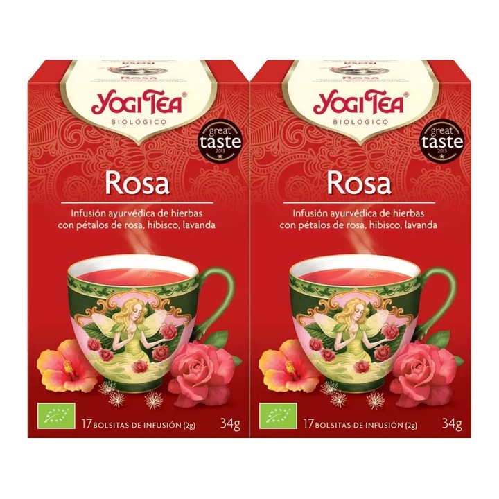Set 2 x Ceai bio de Trandafiri, Yogi Tea, 17 plicuri, 34 g