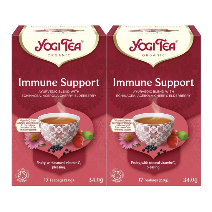 Set 2 x Ceai bio Sprijin Imunitar, Yogi Tea, 17 plicuri, 34.0 g
