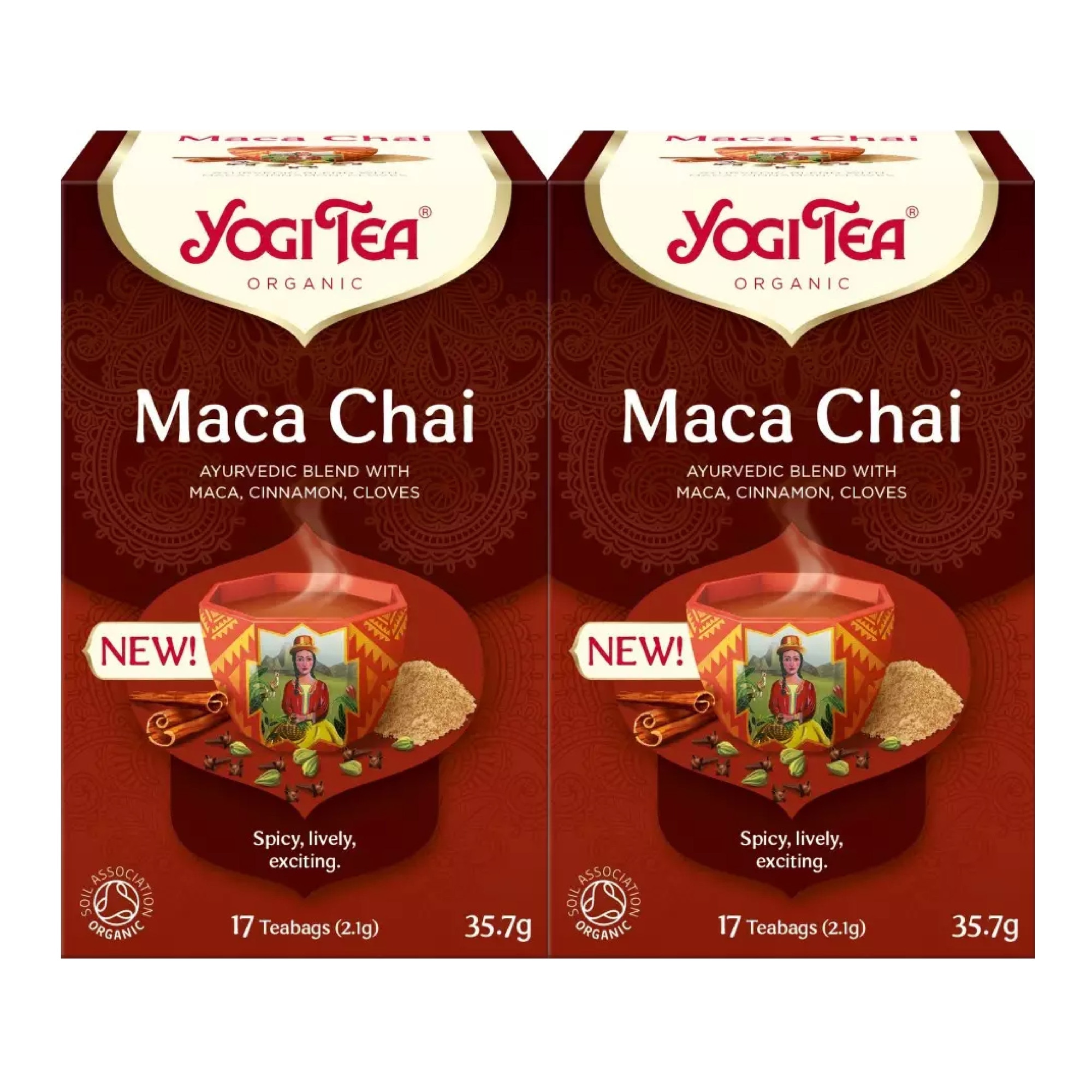 Set 2 x Ceai bio Maca Chai, Yogi Tea, 17 plicuri, 35.7 g