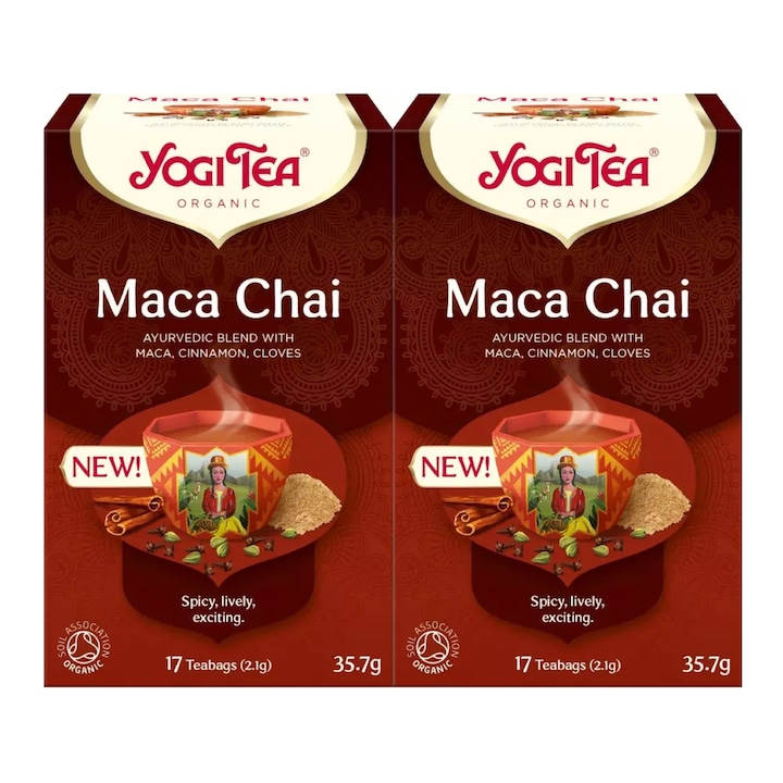 Set 2 x Ceai bio Maca Chai, Yogi Tea, 17 plicuri, 35.7 g