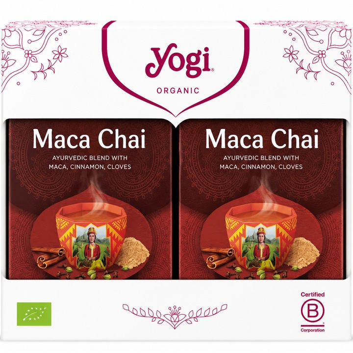 Set 2 x Ceai bio Maca Chai, Yogi Tea, 17 plicuri, 35.7 g