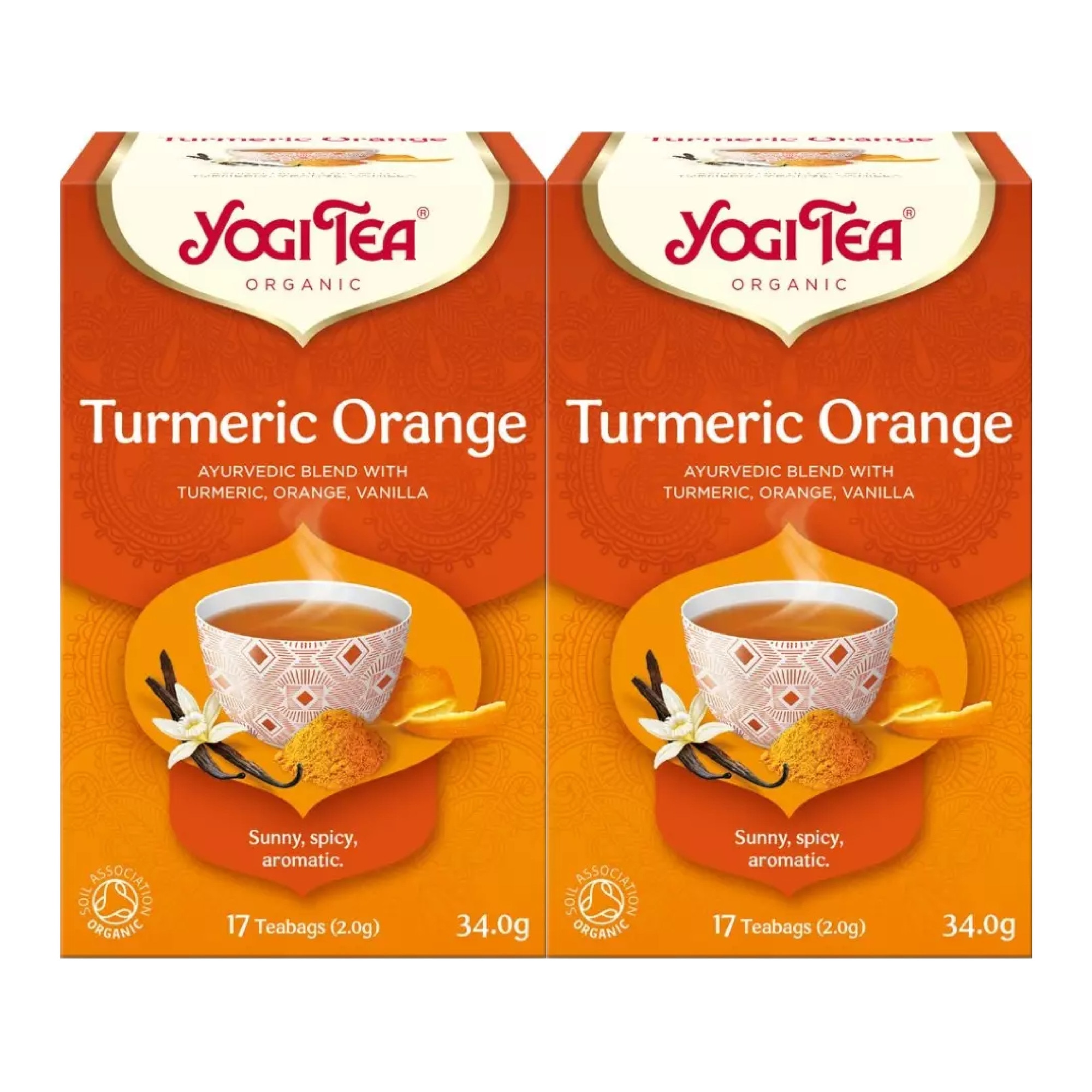 Set 2 x Ceai bio din curcuma, portocale si vanilie, Yogi Tea, 17 plicuri, 34.0 g