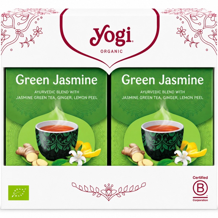 Yogi Tea 2x Bio zöld tea készlet jázminnal, 17 tasak, 30.6 g