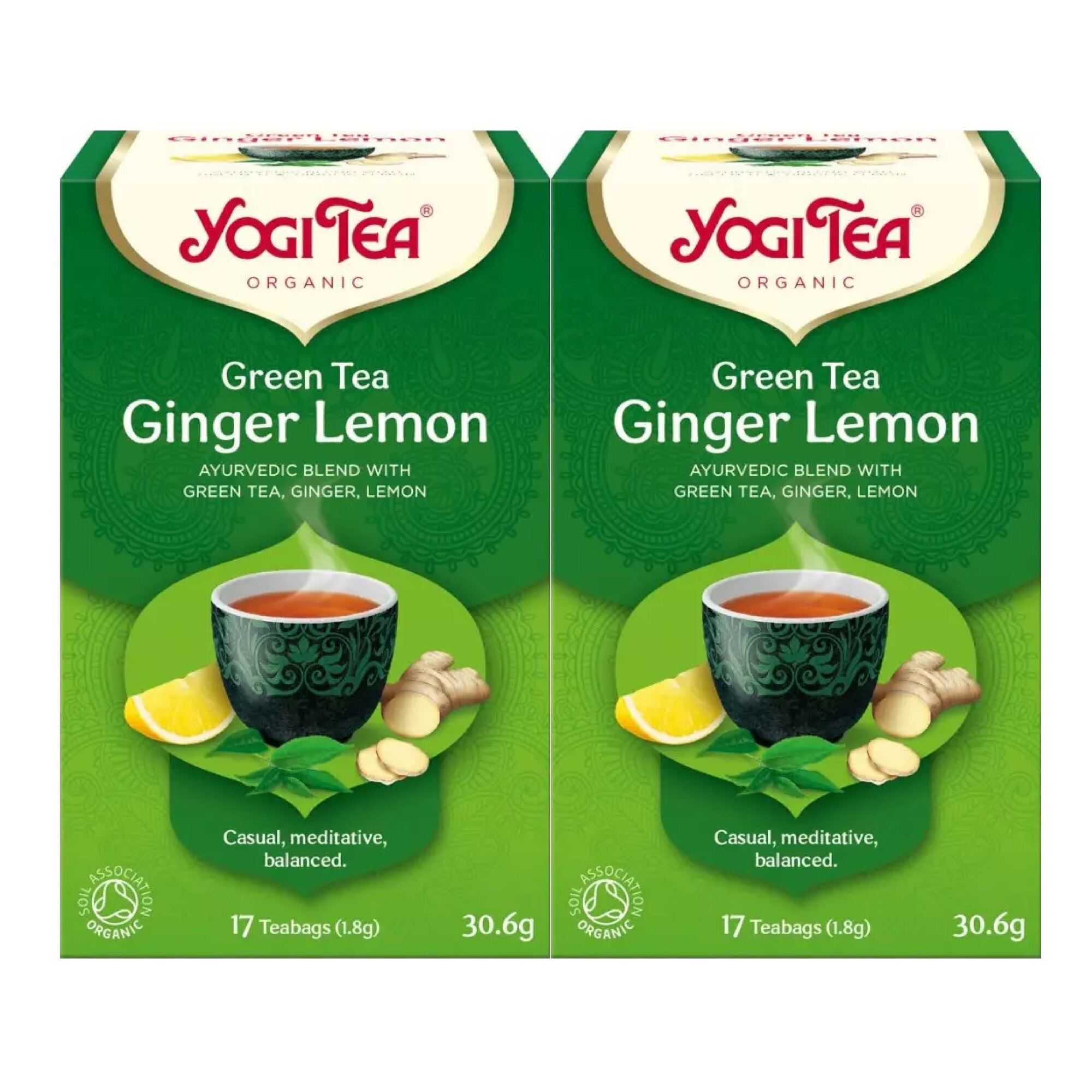 Set 2 x Ceai bio Verde, ghimbir si lamaie, Yogi Tea, 17 plicuri, 30.6 g