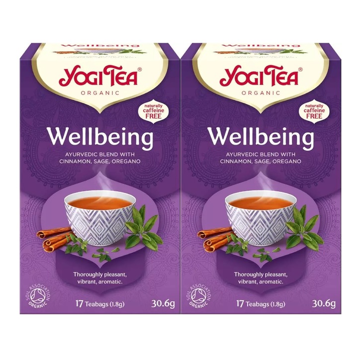 Yogi Tea 2x Bio Wellbeing tea készlet, 17 tasak, 30.6 g