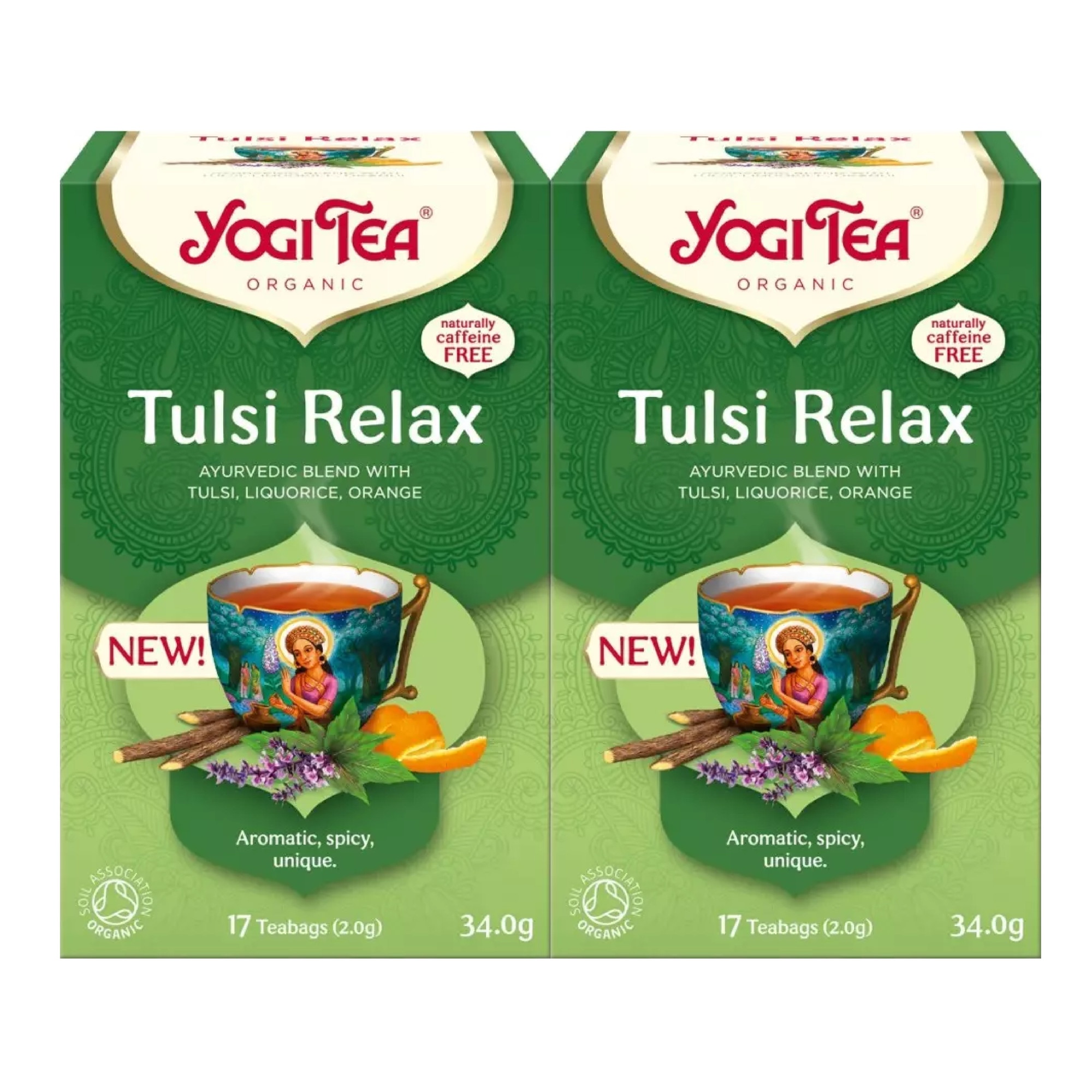 Set 2 x Ceai bio Tulsi Relax, Yogi Tea, 17 plicuri, 34.0 g