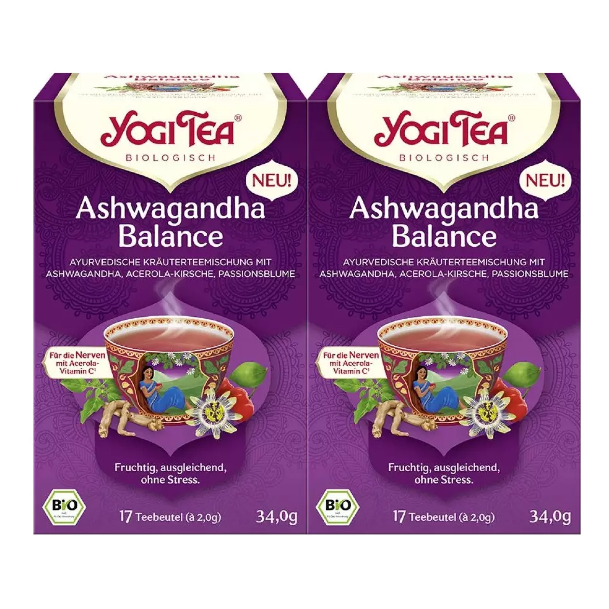 Set 2 x Ceai bio Ashwagandha Balance, Yogi Tea, 17 plicuri, 34.0 g