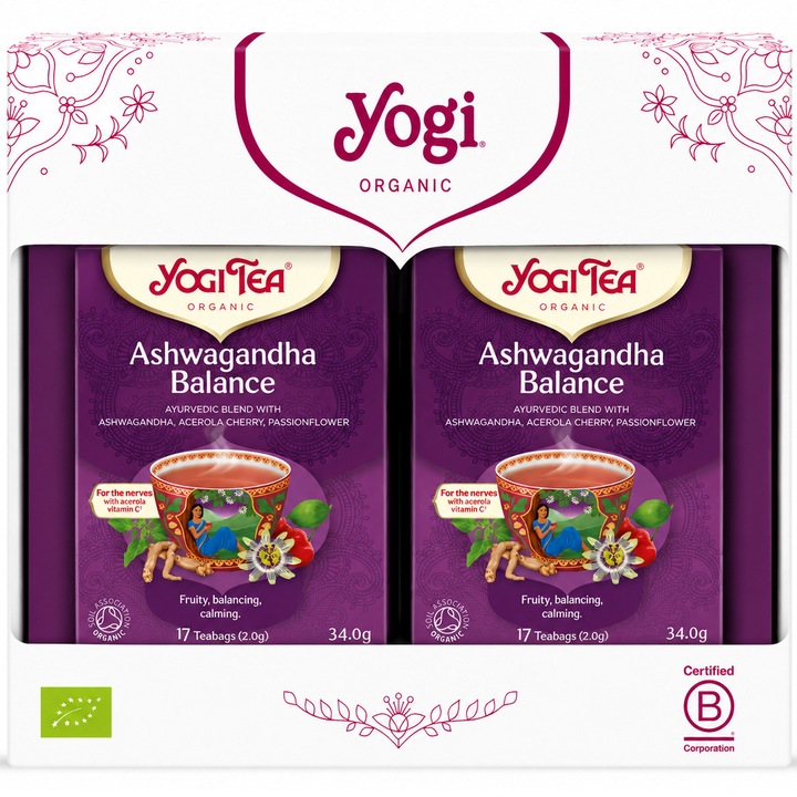 Set 2 x Ceai bio Ashwagandha Balance, Yogi Tea, 17 plicuri, 34.0 g