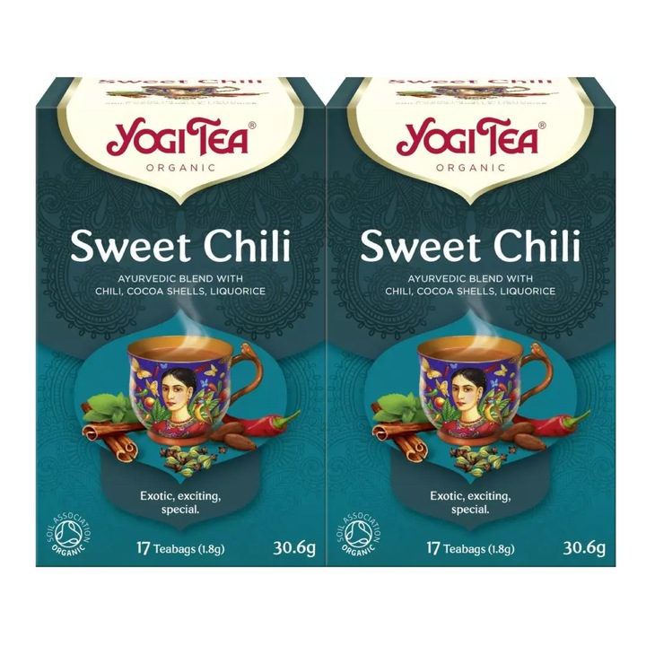 Yogi Tea 2x Bio Sweet Chili tea készlet, 17 tasak, 30.6 g