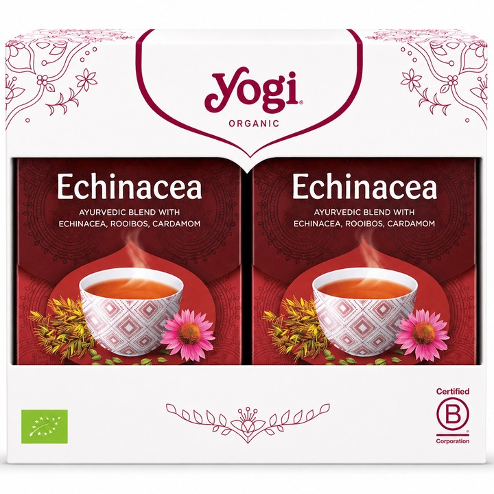 Set 2 x Ceai bio echinaceea, Yogi Tea, 17 plicuri, 30.6 g