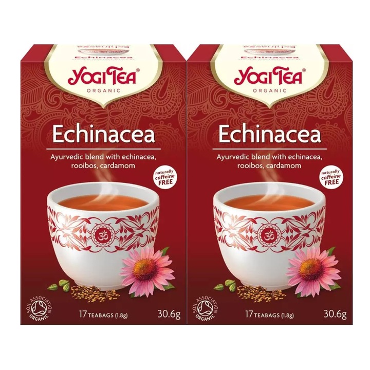 Set 2 x Ceai bio echinaceea, Yogi Tea, 17 plicuri, 30.6 g