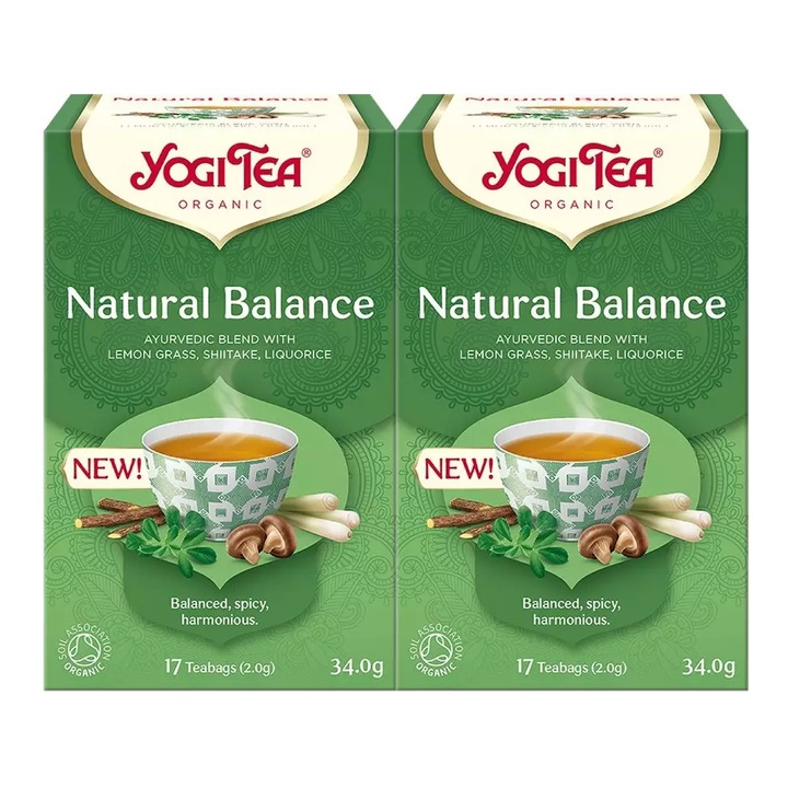 Set 2 x Ceai bio Natural Balance, Yogi Tea, 17 plicuri, 34.0 g