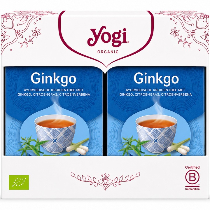 Yogi Tea 2x Bio Ginkgo tea készlet, 17 tasak, 30.6 g