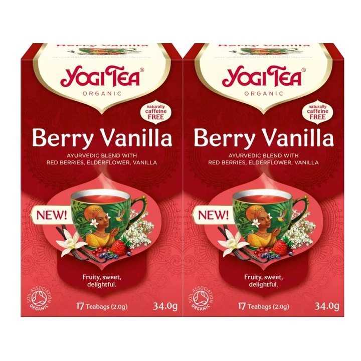 Set 2 x Ceai bio cu fructe de padure si vanilie, Yogi Tea, 17 plicuri, 34.0 g