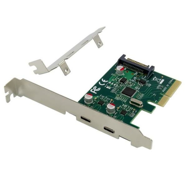 Placa de retea PCI Conceptronic, verde, conexiuni SATA, PCIe, USB-C 3.2 Gen 2