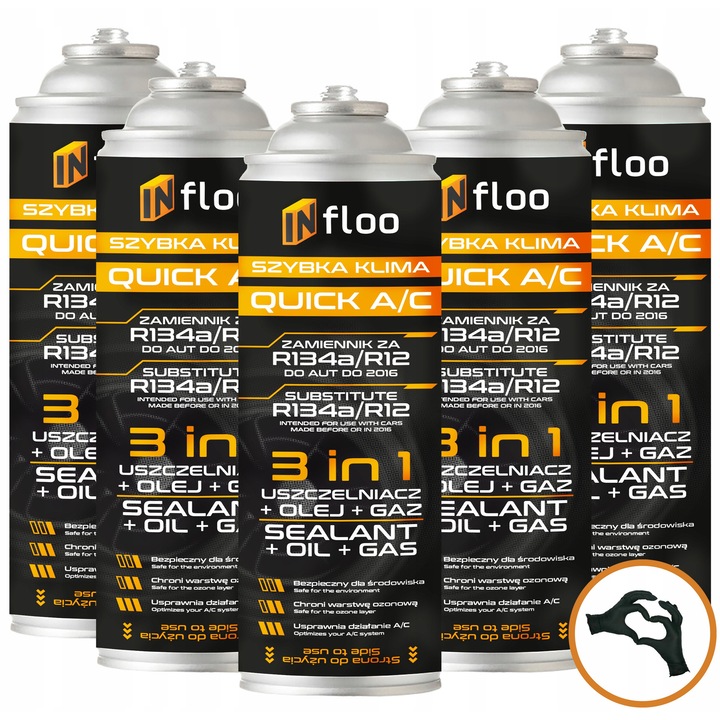 Agent Frigorific, Infloo, Inlocuitor Agent R134A, Ambalaj 185G Cu Supapa De Retur, Destinatie Automobile Produse Pana In 2016, Aplicare Autonoma, Rapida (In 5 Min), Fara Unelte Suplimentare Si Vizita La Atelier