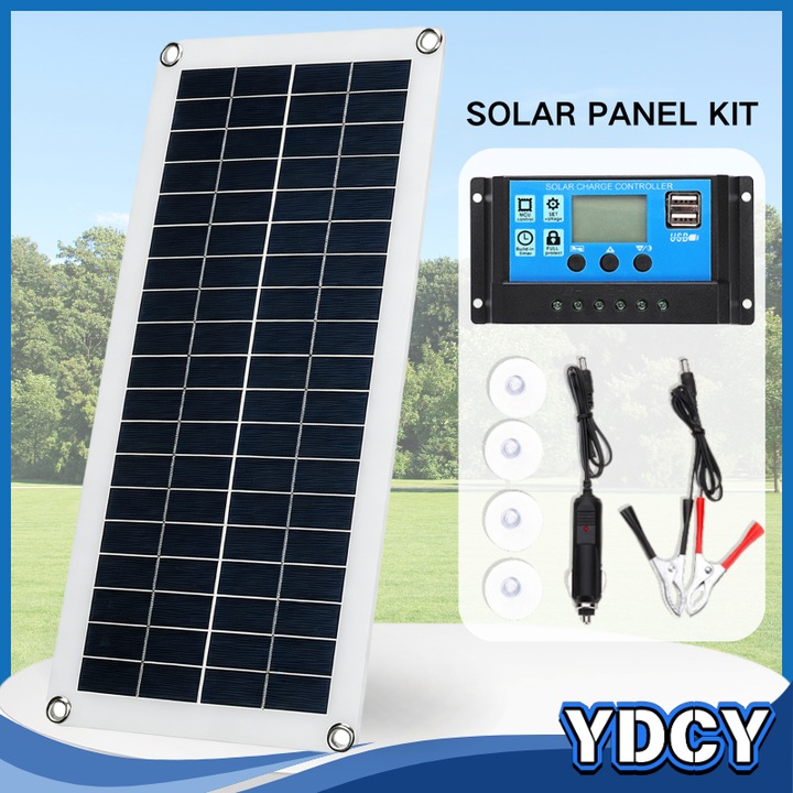 Kit Panouri Solare 300W 18V YDCY™, Regulator de incarcare Solara 60A Pentru Alimentarea Locuintei, Rulote, Case, Rulote si Containere