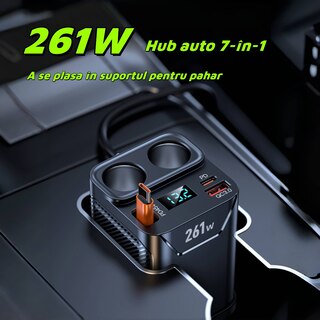 Caricabatterie Auto Feegar Rush Fast 66W - 3 Porte USB Con QC3.0 E PD, 12-24V Per Auto E Camper