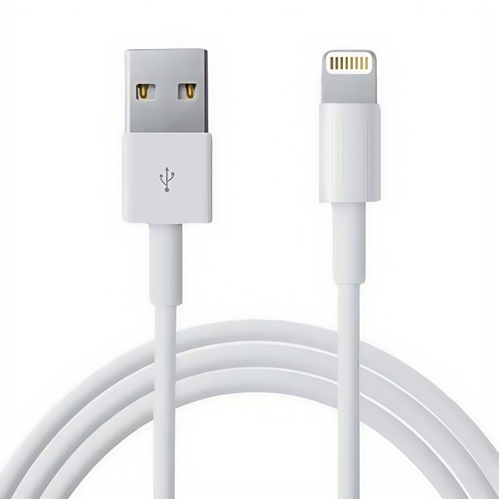 Gyors Töltőkábel, USB-A - Lightning, 2.4A, Fehér, 1.5m