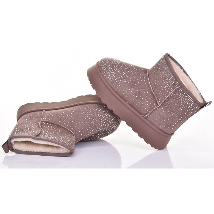 Cizme de zapada Martinus pentru dama, slip-on, cu platforma, Maro