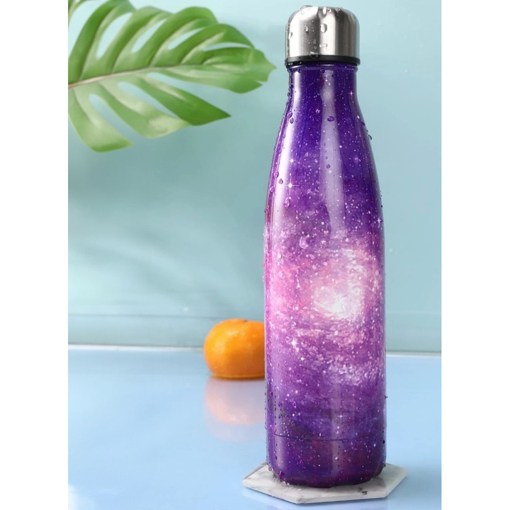 Метален термос, Zola®, 500 мл, удароустойчив, звездно лилав