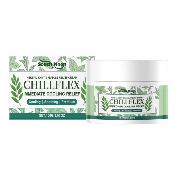 Crema pentru ingrijirea articulatiilor CHILLFLEX, crema calmanta cu mentol, unguent pentru mobilitatea articulatiilor intregului corp, racoritor si calmant pentru muschi, cap, partea inferioara a spatelui, gat, maini si picioare - 100 ml