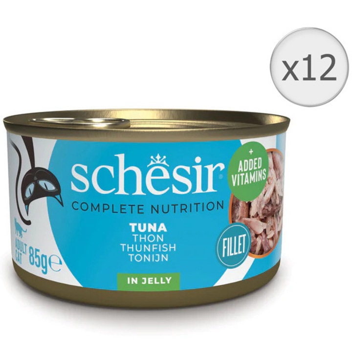 Hrana umeda pentru pisici Schesir, cu ton, jelly, 12x85g