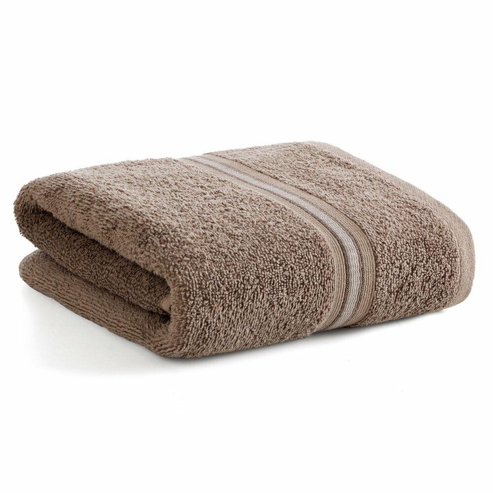 Prosop, EUROFIRANY, 70x140 cm, Bej Inchis, Bumbac, Moale, Absorbant, Cu Uscare Rapida, Durabil, Cu Banda Decorativa, Ideal Pentru Baie, Hotel Si Spa, Practic Si Estetic