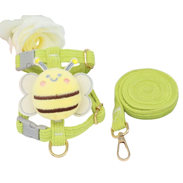 Лек нагръдник и повод за гърди Little Bee, размер L, зелен, за малки и средни кучета