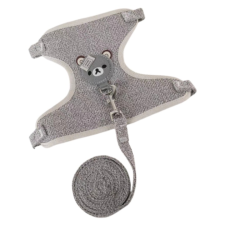 Лек нагръдник и повод за кучета Little Bear, размер L, сив, за малки и средни кучета