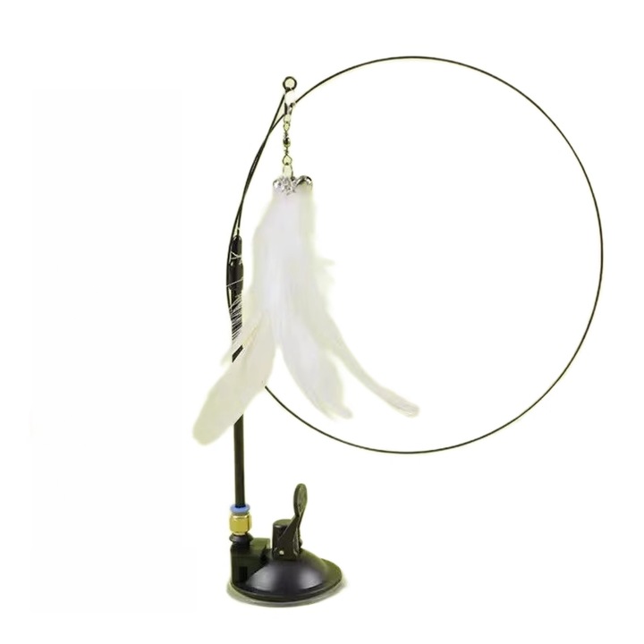 Jucarie pisici, maner lung, clopotel, ventuza alba, detasabila, 100 cm