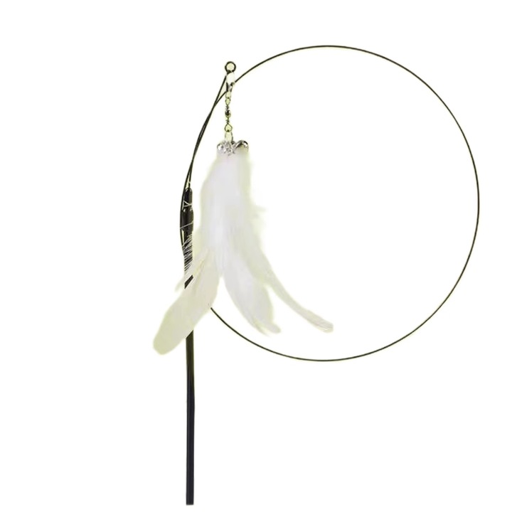 Jucarie pentru pisici, cu suport de aspiratie, lunga cu clopotel, Alb