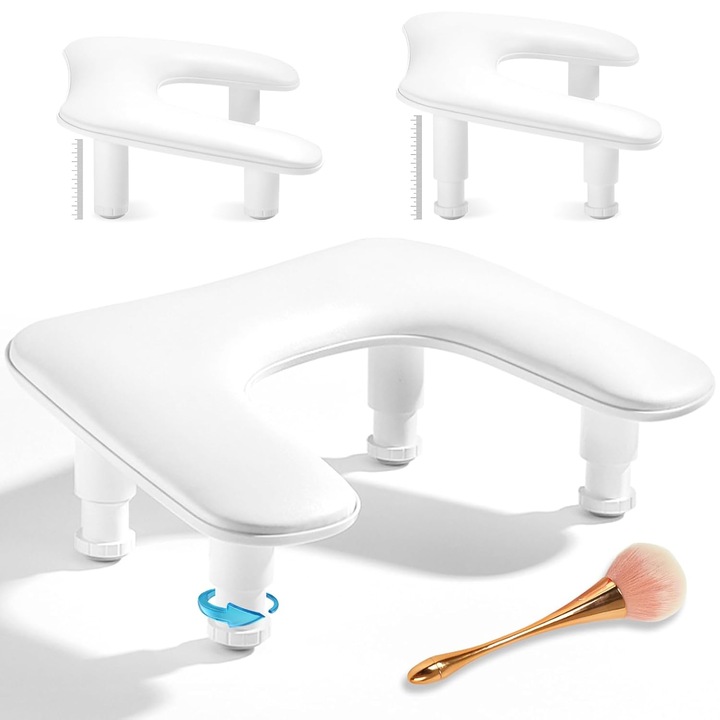 Suport de maini pentru manichiura, buyya, design ergonomic in U, Reglare a inaltimii pe 3 niveluri, suport frontal 80-105 mm, suport posterior 125-150 mm, detasabil, usor de asamblat, perna antiderapanta incorporata, 43,5 * 28 * 15 cm