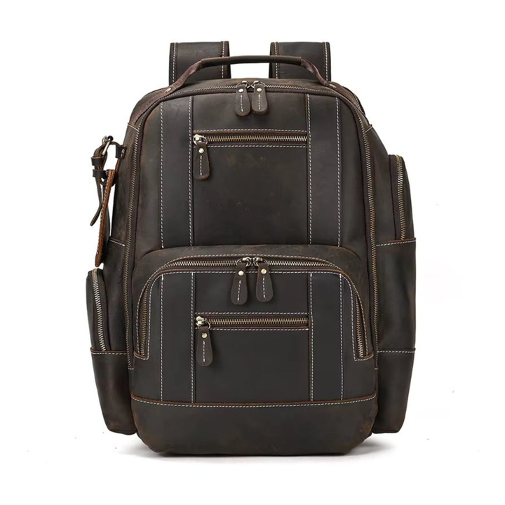 Rucsac pentru barbati, Eiran GT3333, piele naturala, Maro inchis