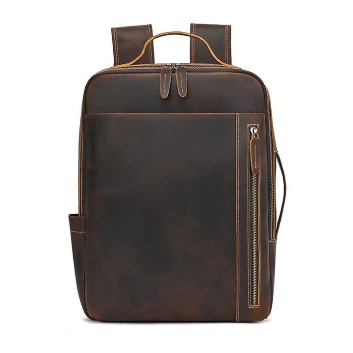 Мъжка раница, Elsiel GT3318, естествена кожа, кафява