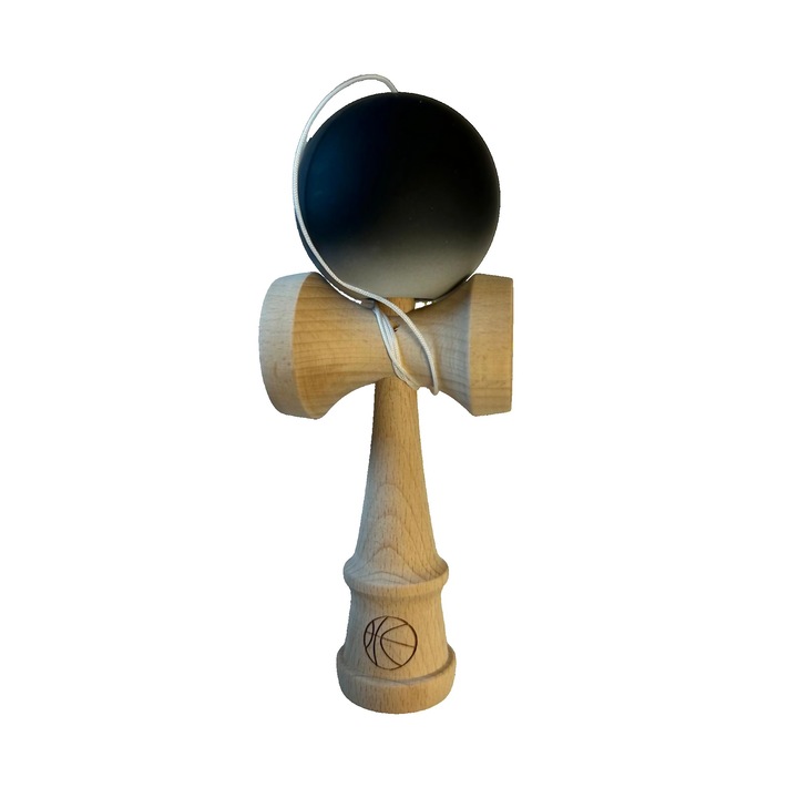 Професионална Кендама, Дървена, 18 см, Игра на умения за деца и възрастни, Градиентен мотив, Черно-сива