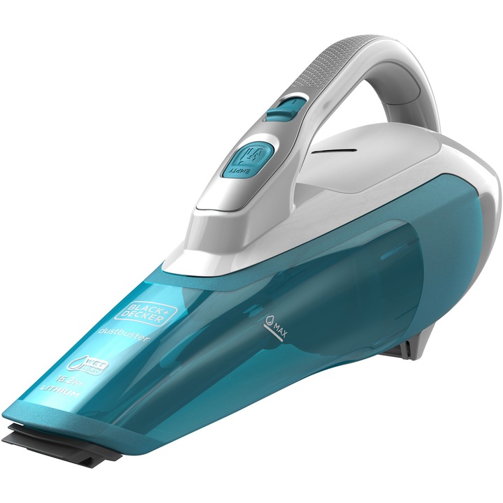 Aspirator de mana pe acumulator 2 in 1 Black & Decker Dustbuster WDA315J, fara sac, aspirare uscata si umeda, acumulator Li-Ion 10.8V 1.5 Ah, 2 trepte de aspirare, accesorii incluse