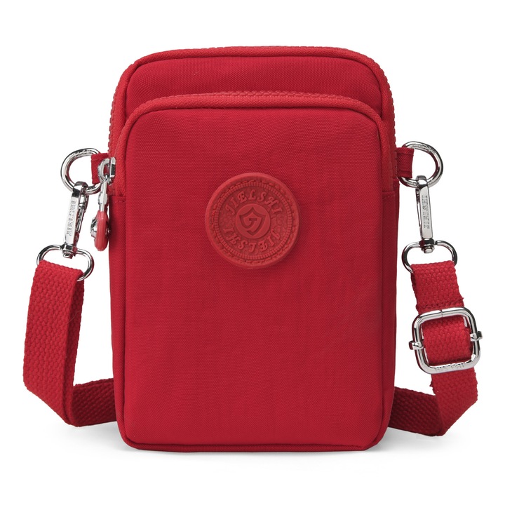 Geanta crossbody pentru femei, Jielshi, rosie, din nylon