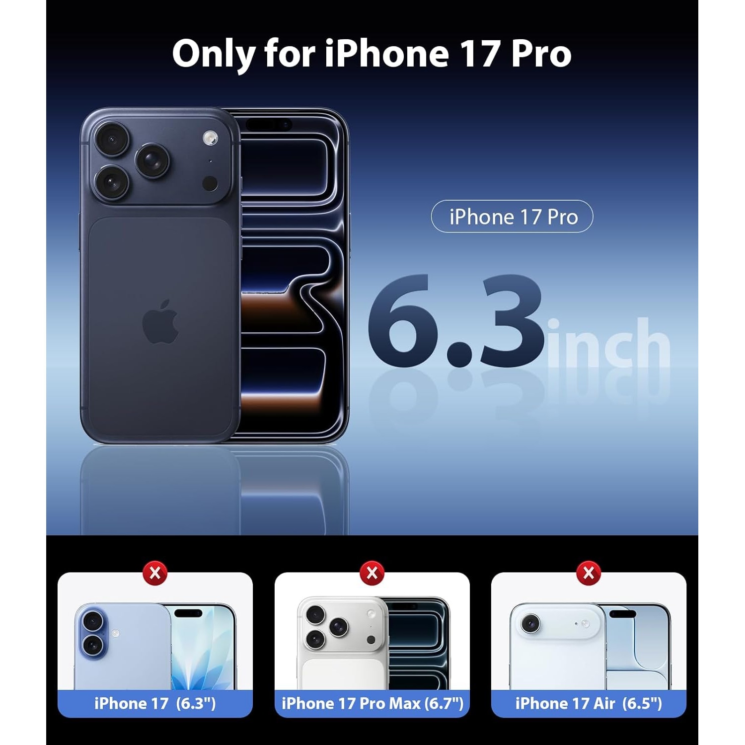 Husa pentru telefon 17 Pro, MingZhi, antimagnetica, transparenta, compatibila cu iPhone 17 Pro