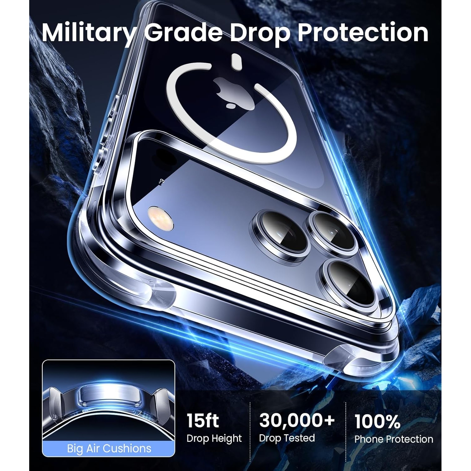 Husa pentru telefon 17 Pro, MingZhi, antimagnetica, transparenta, compatibila cu iPhone 17 Pro