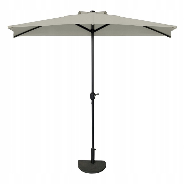 Umbrela De Balcon, Expandabila, Półparasol Gri Deschis, Tip Cinci Colturi, Semi-Umbrela, Material Tesatura Poliester 160 G/M², Material Structura Otel Vopsit Electrostatic, Mecanism Cu Manivela, 270 cm x 135 cm x 250 cm, Gri Deschis