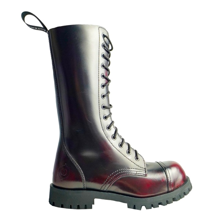 Ghete militare unisex ALTERCORE, piele naturala, negru/bordeaux