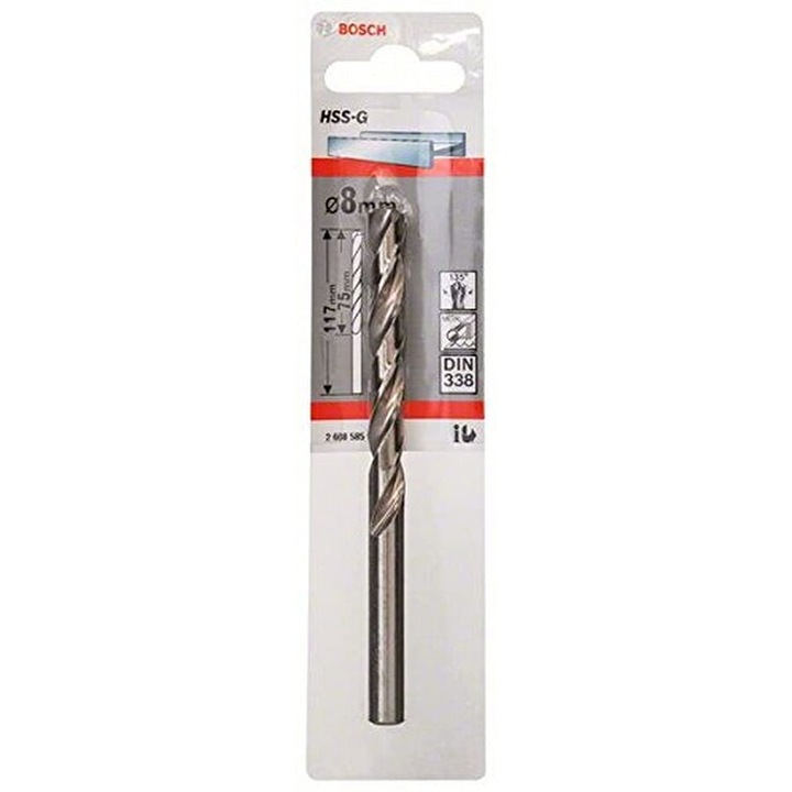 Burghiu tip HSS-G pentru metal, 8 x 75 x 117 mm