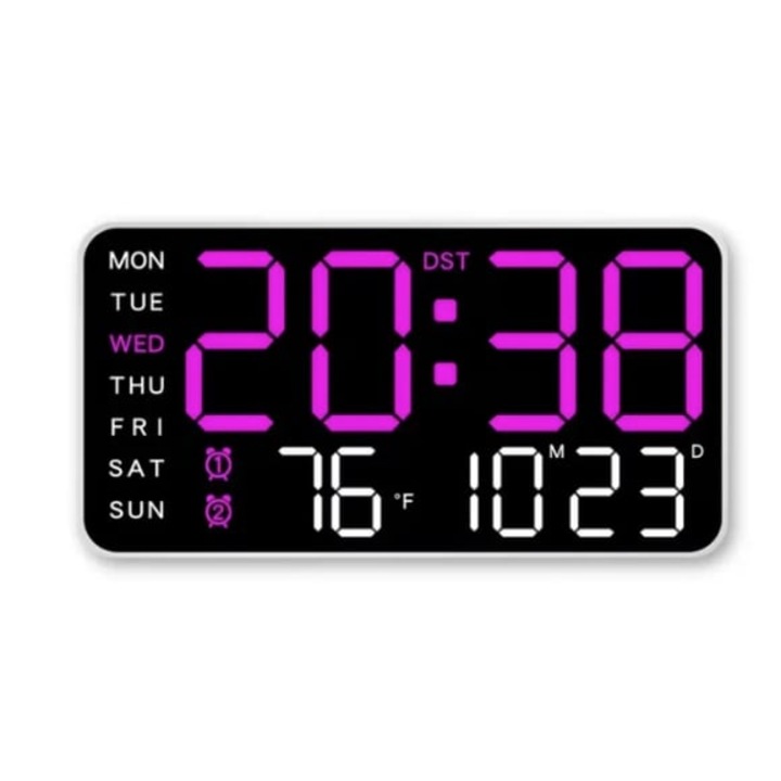 Ceas de masă/perete, digital, mostră LED, alarmă inclusă, 12/24 ore, temperatura în grade Celsius