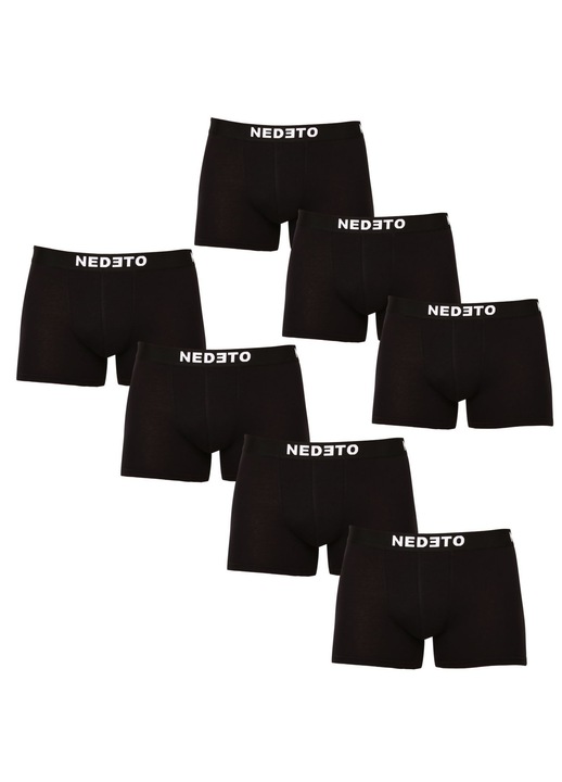 Set 7 perechi de boxeri barbatesti Nedeto, bumbac/elastan, negru