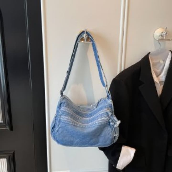 WNANNAN Haromreszes farmer taska, szintetikus Crossbody, Kék, One-Size