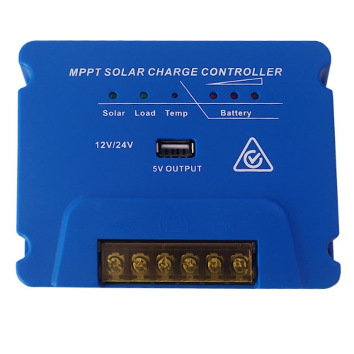 Regulator de incarcare, MPPT 20A SolarFam, 12V/24V, 260W/520W, 99% eficienta, 9,95x13,10x3,40cm