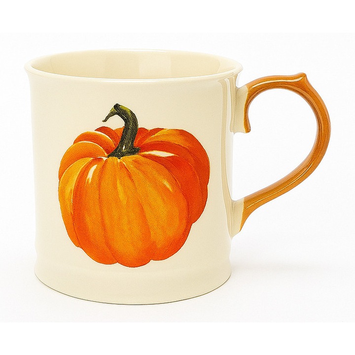 Cana, Affekdesign By Mondex, portelan, 350ml, 9x13.5x8.8cm, crem/portocaliu