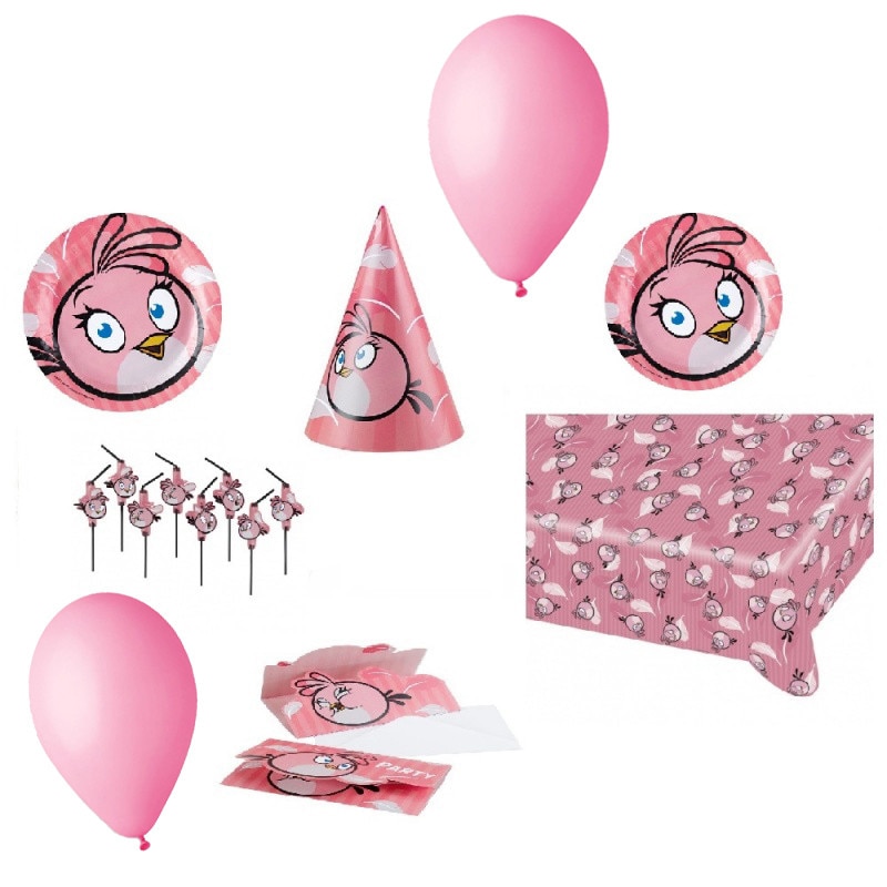 Pachet party Angry Birds Pink, Radar Pink, set 47 piese